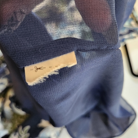 Massimo Dutti Blue Floral Sleeveless Midi Dress Summer Dressy Luxury Size 6 - Picture 11 of 12